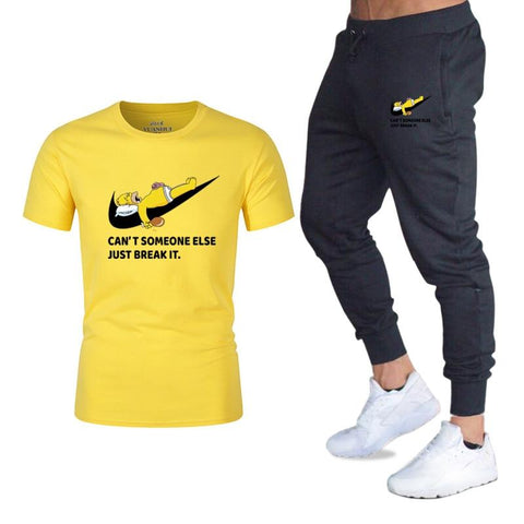 Men's Sets Simpson tracksuit men T Shirts+pants Two Pieces Sets Casual Tracksuit Male/Women Casual Tshirt Gyms Sweatpants men