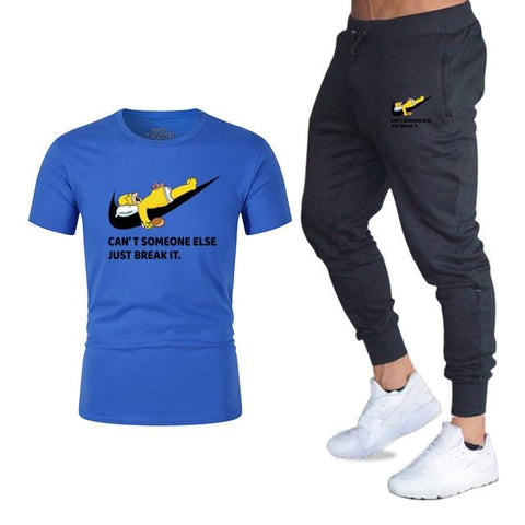 Men's Sets Simpson tracksuit men T Shirts+pants Two Pieces Sets Casual Tracksuit Male/Women Casual Tshirt Gyms Sweatpants men