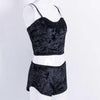 2019 Summer Two Piece Set Womens Velvet Pajamas Set Sleepwear Sexy Sleeveless Crop Tops Shorts 2Pcs Set Nightwear Plus Size