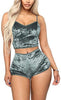 2019 Summer Two Piece Set Womens Velvet Pajamas Set Sleepwear Sexy Sleeveless Crop Tops Shorts 2Pcs Set Nightwear Plus Size