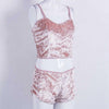2019 Summer Two Piece Set Womens Velvet Pajamas Set Sleepwear Sexy Sleeveless Crop Tops Shorts 2Pcs Set Nightwear Plus Size
