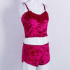 2019 Summer Two Piece Set Womens Velvet Pajamas Set Sleepwear Sexy Sleeveless Crop Tops Shorts 2Pcs Set Nightwear Plus Size