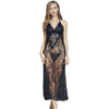 Solid Sleeveless Camis Sexy Lace Bow Perspective Split Night Dress Fashion Long V-Neck Backless Nighty Sleepwear Modis Nightgown