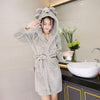 Spring Coral Velvet Hooded Women Bathrobes Ladies Cartoon Slim Pajamas Warm Medium-Long Soft Night Dress Female Nightgown