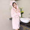 Spring Coral Velvet Hooded Women Bathrobes Ladies Cartoon Slim Pajamas Warm Medium-Long Soft Night Dress Female Nightgown