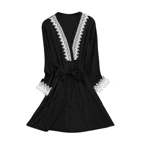 Lingerie Women Silk Lace Robe Dress Babydoll Sleepwear Nightdress Nightwear Set Set Sexy Sleepwear Lace Pigiama Donna