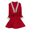 Lingerie Women Silk Lace Robe Dress Babydoll Sleepwear Nightdress Nightwear Set Set Sexy Sleepwear Lace Pigiama Donna