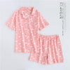 Japanese simple short pyjamas women 100% cotton short sleeves ladies pajama sets shorts Cute cartoon sleepwear women homewear