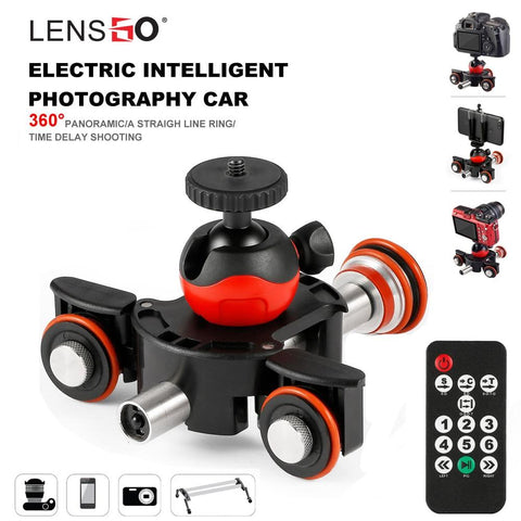 LENSGO Camera Video Track dolly Motorized Electric Slider Motor Dolly Truck Car for Nikon Canon Sony DSLR Camera 3-wheel dolly