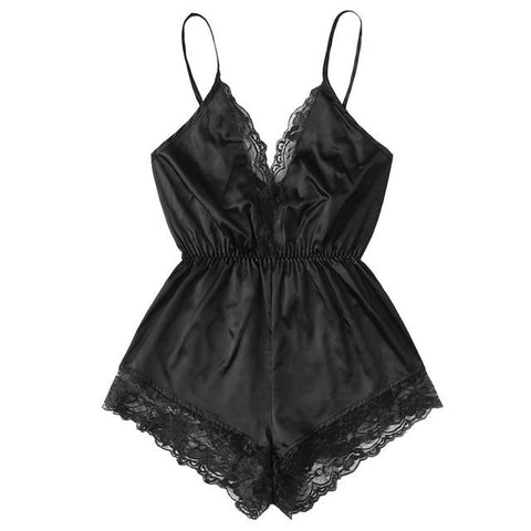 Fashion Women Summer Pizama Damska Bawelna Sexy Lingerie Girl V neck Pijamas Para As Mulheres Lace Splice Bodysuit Sleepwear
