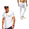 2019 Summer Men pleated T Shirts+pants Sets Tide brand Hot Sale Cotton Comfortable Short Sleeve Tshirt men Casual Set Pant