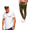 2019 Summer Men pleated T Shirts+pants Sets Tide brand Hot Sale Cotton Comfortable Short Sleeve Tshirt men Casual Set Pant