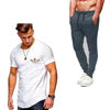 2019 Summer Men pleated T Shirts+pants Sets Tide brand Hot Sale Cotton Comfortable Short Sleeve Tshirt men Casual Set Pant