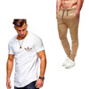 2019 Summer Men pleated T Shirts+pants Sets Tide brand Hot Sale Cotton Comfortable Short Sleeve Tshirt men Casual Set Pant