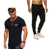 2019 Summer Men pleated T Shirts+pants Sets Tide brand Hot Sale Cotton Comfortable Short Sleeve Tshirt men Casual Set Pant