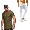 2019 Summer Men pleated T Shirts+pants Sets Tide brand Hot Sale Cotton Comfortable Short Sleeve Tshirt men Casual Set Pant