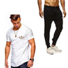 2019 Summer Men pleated T Shirts+pants Sets Tide brand Hot Sale Cotton Comfortable Short Sleeve Tshirt men Casual Set Pant