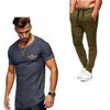 2019 Summer Men pleated T Shirts+pants Sets Tide brand Hot Sale Cotton Comfortable Short Sleeve Tshirt men Casual Set Pant