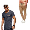 2019 Summer Men pleated T Shirts+pants Sets Tide brand Hot Sale Cotton Comfortable Short Sleeve Tshirt men Casual Set Pant