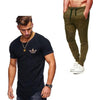 2019 Summer Men pleated T Shirts+pants Sets Tide brand Hot Sale Cotton Comfortable Short Sleeve Tshirt men Casual Set Pant