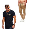 2019 Summer Men pleated T Shirts+pants Sets Tide brand Hot Sale Cotton Comfortable Short Sleeve Tshirt men Casual Set Pant
