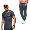 2019 Summer Men pleated T Shirts+pants Sets Tide brand Hot Sale Cotton Comfortable Short Sleeve Tshirt men Casual Set Pant