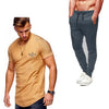 2019 Summer Men pleated T Shirts+pants Sets Tide brand Hot Sale Cotton Comfortable Short Sleeve Tshirt men Casual Set Pant