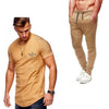2019 Summer Men pleated T Shirts+pants Sets Tide brand Hot Sale Cotton Comfortable Short Sleeve Tshirt men Casual Set Pant