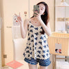 Caiyier 2019 Sexy Cotton Pajama Set Pink Flamingos Summer Nightwear Sling V-Neck Sleeveless Cami Tops Shorts Casual Sleepwear